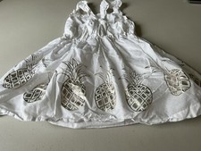 Gymboree Dress Girls 5 Pineapple Prints White Sparkle Silver 100 Cotton