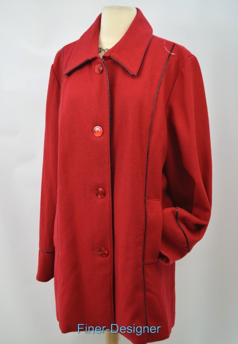 Cxt Classics Womens Red Wool Blend Knee Length Coat Winter
