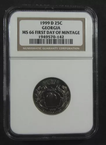 1999-D 25c Georgia NGC MS66. First Day of Mintage.  (325100)