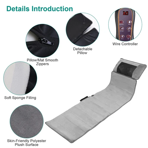 Full Body Massage Mat with Heat 10 Neck Shiatsu Kneading Massage Heads - Picture 9 of 17