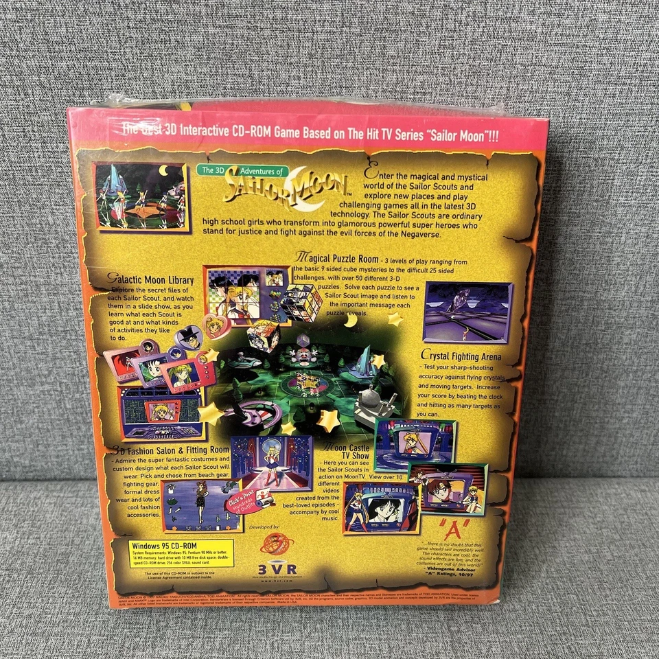 The 3D Adventures of Sailor Moon Big Box PC CD ROM Windows 95 Vintage 1997 New - Image 4 of 4