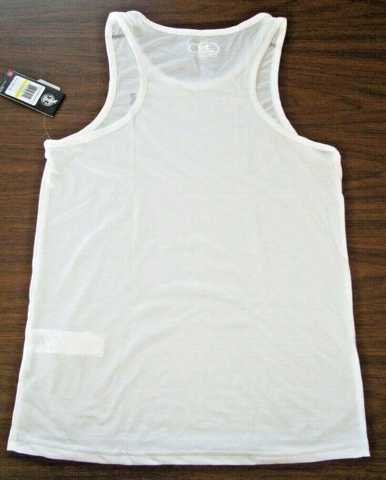 Camiseta sin mangas Under Armour Threadborne Streaker para hombre 1271822 blanca pequeña Md Lg XL 2xl Foto 2 de 4