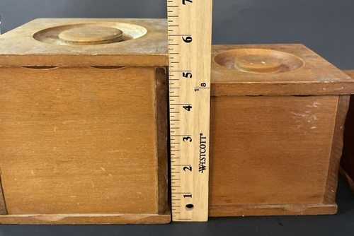 Vintage Set of 3 Lidded Square Wooden Nesting Stacking Canisters Country Rustic - Picture 7 of 13