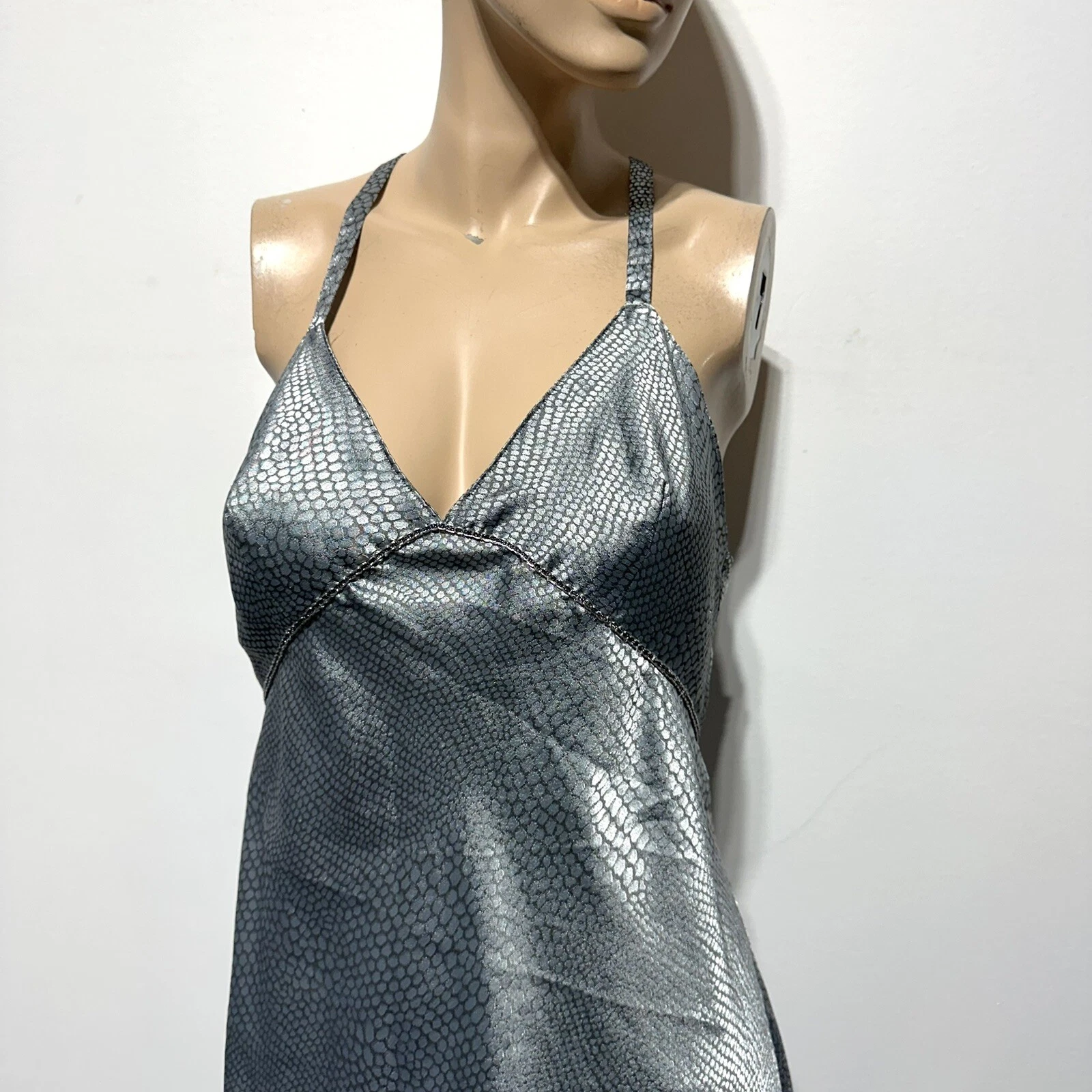 UNDERCOVER Camicia da notte Victorias Secret vintage anni 90 slip maxi abito taglia L raso pelle di serpente