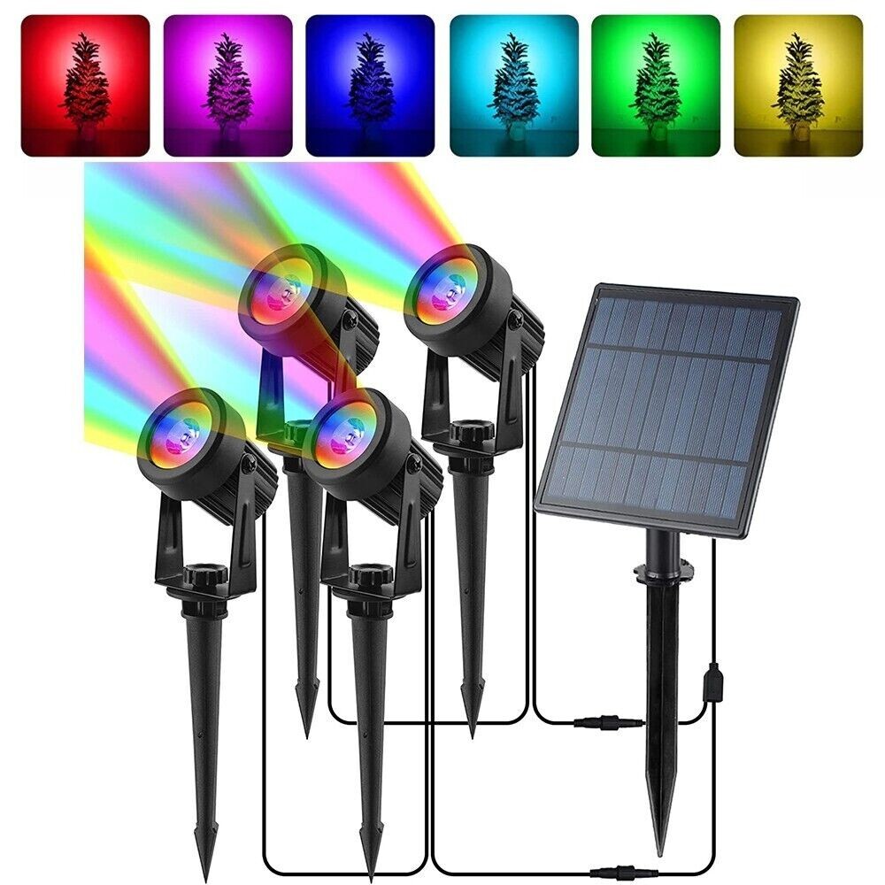 4 in 1 LED Solar Spotlights RGB Outdoor Garden Yard Path Lawn Landscape Lights