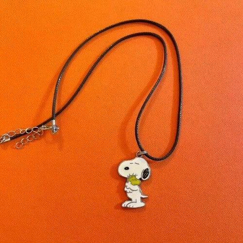 VINTAGE Snoopy Charm Necklace on Black Cord