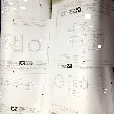 60mm Mortar Cup M2 Machinist Blue Prints  24x36 -5 Large Prints Heavy 24lb Paper