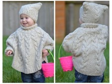 Knitting Pattern - Vanilla Cloud Poncho and Hat Set (Toddler and Child sizes)