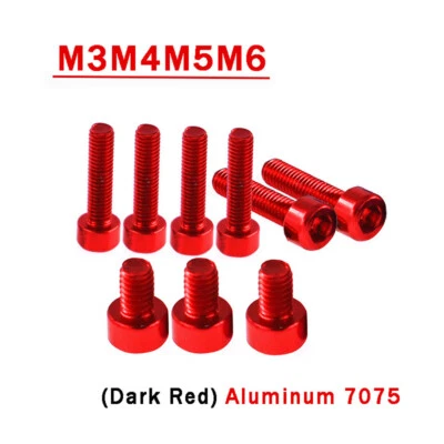 Zylinderschrauben Aluminium Innensechskant Zylinderkopf Dunkelrot M3 M4 M5 M6  - Bild 1 von 4