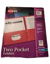 Avery Two-Pocket Folders Assorted Colors Pack / Box of 25 47993 1 box
