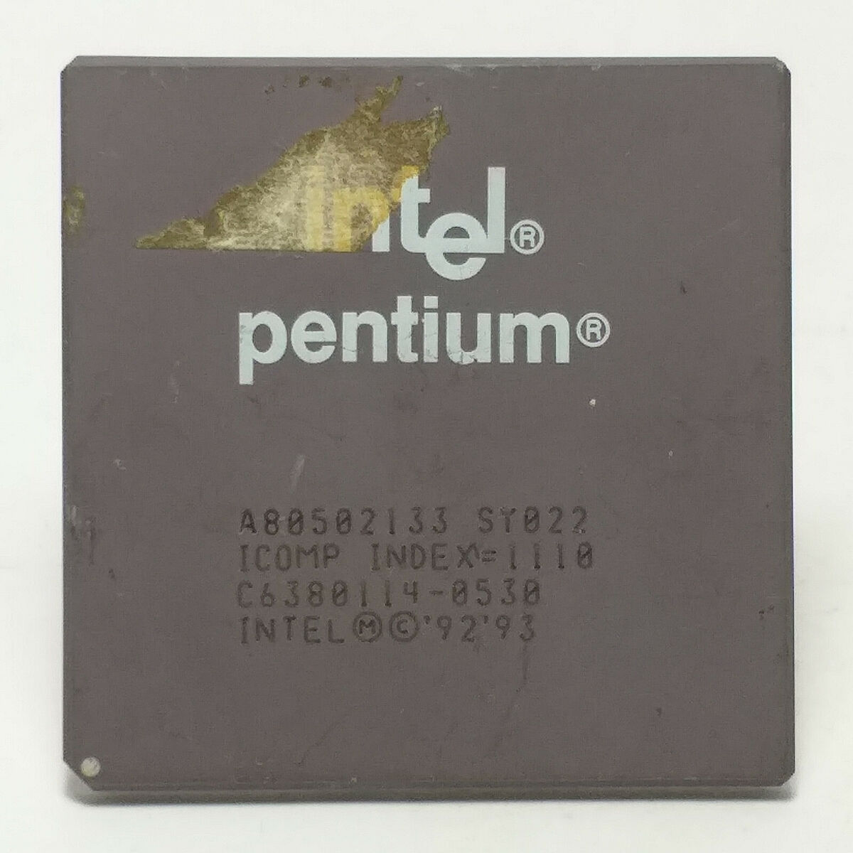 Vintage INTEL PENTIUM CPU 133 MHZ A80502133 SY022 Intel '92 Vintage INTEL PENTIUM CPU 133 MHZ A80502133 SY022 Intel '92