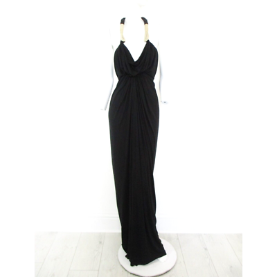 STUNNING WOMENS ALL SAINTS NIKO ROPE HARNESS DRESS BLACK NATURAL DRAPED  COWL 10
