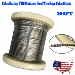 164Ft-1-8-034-T316-Stainless-Steel-Aircraft-Wire-Rope-Deck-Cable-Railing-Kit-7x7-US