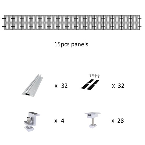 Kit de montaje de panel solar abrazaderas de soporte de rieles de fijación para techos planos de metal - Imagen 32 de 32
