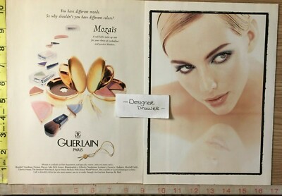 Guerlain Cosmetics Mozais Shadows 1997 Print Ad Advertisement 2 pg.