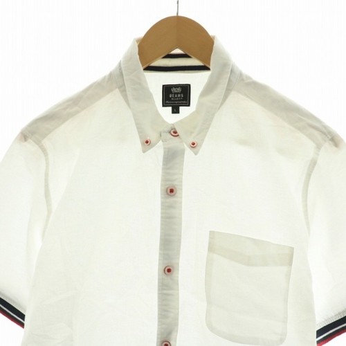 BEAMS HEART Button Down Shirt Short Sleeve L White 42-01-0067-152 NQ Used 82820d - Picture 3 of 6