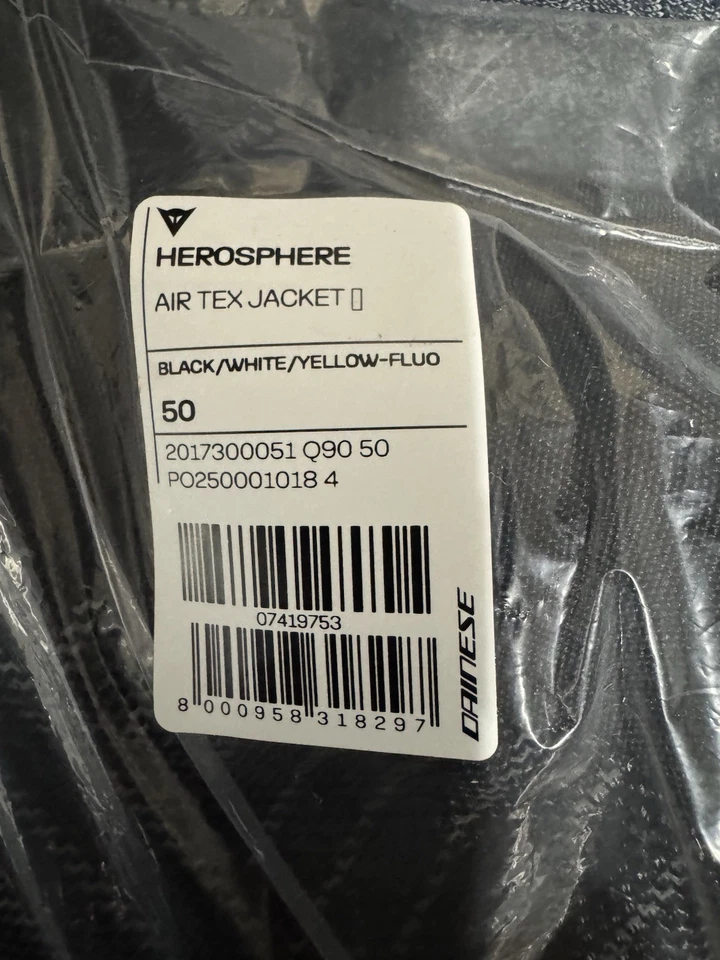 Chaqueta Dainese Herosphere Air Tex EU50 Nueva Negra/Blanca/Amarilla Fluo Foto 3 de 4
