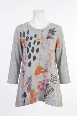 Jess & Jane Dottie Light Terry Pocket Top Grey