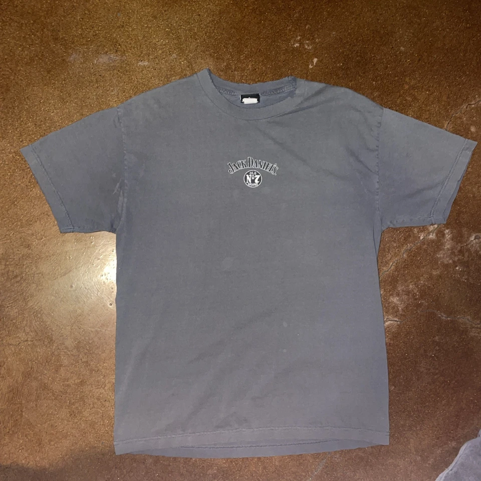 Camiseta De Colección Jack Daniels Whisky Motocicleta Talla Grande Motociclista Desteñida Envejecida Foto 4 de 4