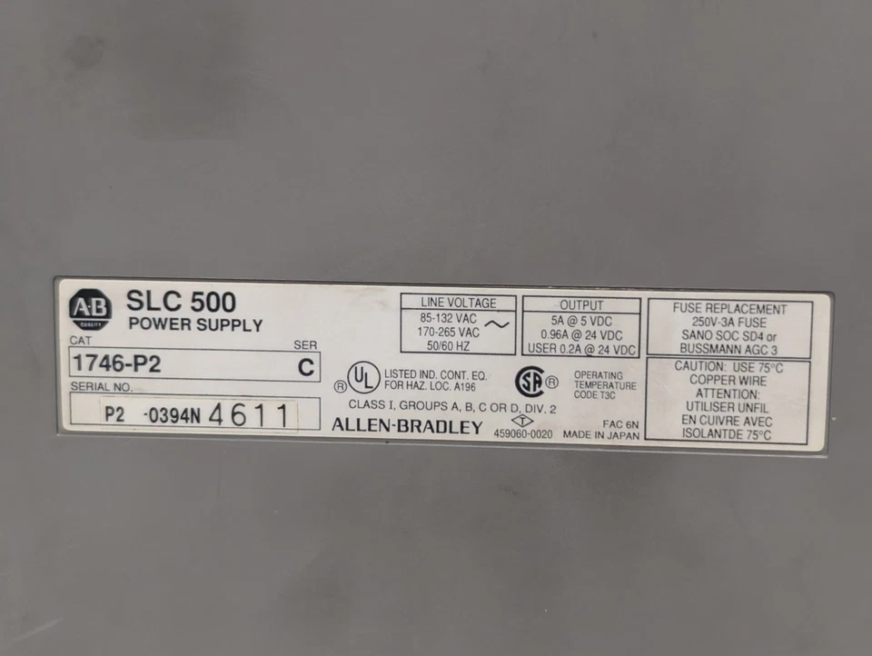 Allen-Bradley 1746-A7 SLC500 PLC Controlador Rack 7 Ranuras, Fuente de Alimentación, con Llave Foto 4 de 4
