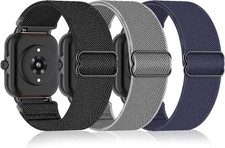 Bolesi 3 Pack Stretchy Nylon Watchband Compatible with Amazfit Bip 5/Bip 6/Balan