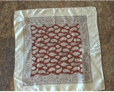 Vintage Ivory Colored Silk Paisley Design Pocket Square Handkerchief