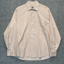 VALENTINO Dress Shirt Men's Large Pink Pinstriped Pocket Long Sleeve Button Up