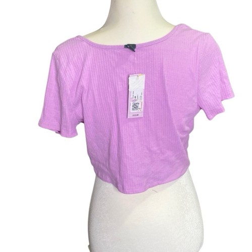 NWT Wild Fable Womens Lilac Cropped Tie-Front Ribbed Cardigan Size Large - Picture 3 of 4