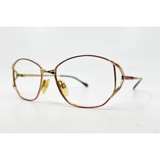 Luxottica Mabel Floralburst Gold Red Floral Eyeglass Frames Italy 52-15-125 GEP