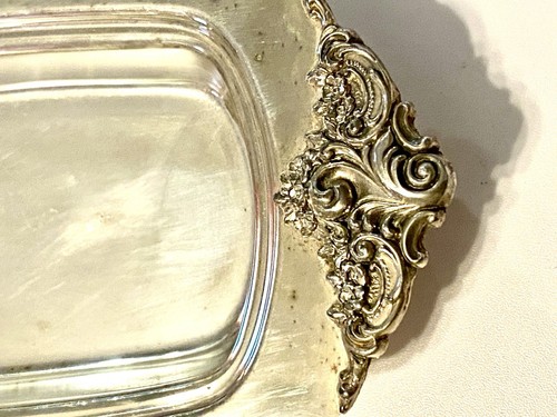 Vintage 1940s Wallace Baroque 206 Silverplate Butter Dish W Glass Insert Lid - Picture 5 of 6