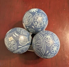 Decorative Orbs Pier 1 Imports Carpet Balls Three 4" Dia. NEW Wood Unused
