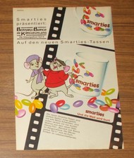 Seltene Werbung SMARTIES Tasse Bernhard und Bianca im K&auml;nguruhland Disney 1991
