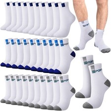 15 Pairs Men's Crew Socks Breathable Athletic Comfort Lightweight Sport Socks ..