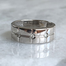 Diamond Ring 9 ct Gold Chunky Band Stacking 375 White Gold - Size O