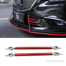 Red Adjust Front Bumper Lip Splitter Strut Rod Tie Support Bars For Honda 8"-11"