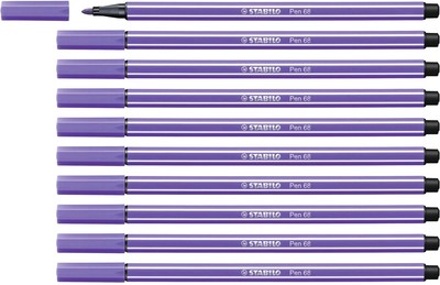 Premium Fibre-Tip Pen - STABILO Pen 68 - Pack of 10 - Violet