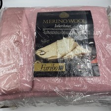 VTG Faribo Faribault Merino Wool Blanket Queen 96x90 Satin Edge Pink Woven READ