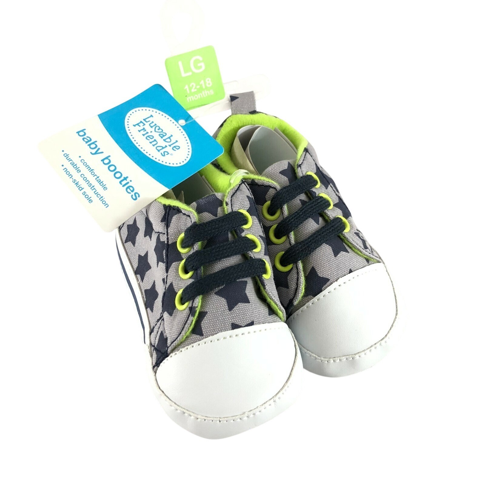 Luvable Friends Baby Booties Sneakers Stars Slip On Non Skid