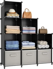 HOMIDEC Closet Organizers and Storage, 9 Cube Storage Organizer, Large, Black 
