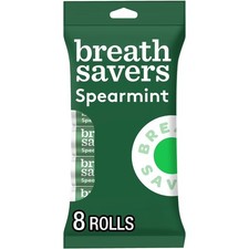 Sugar Free Breath Mints Spearmint Flavor, 0.75oz Individual Rolls, Pack of 8