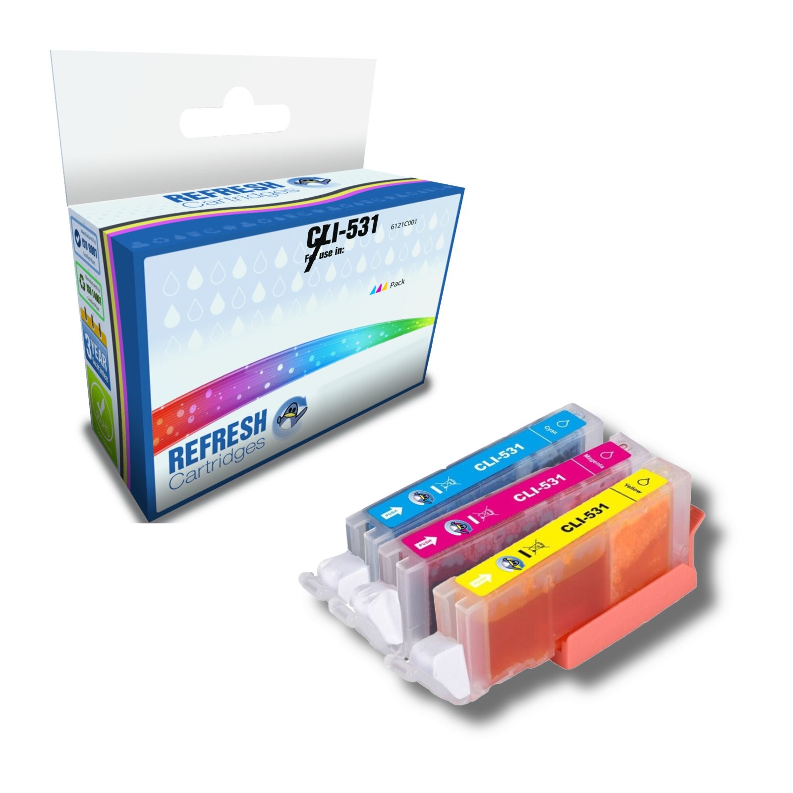 Refresh Cartridges Value Pack CLI-531 Ink Compatible With Canon Printers