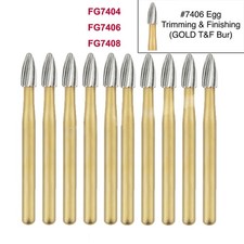 Dental Tungsten Carbide Burs Trimming  Finishing Egg Football FG 7404 7406 7408