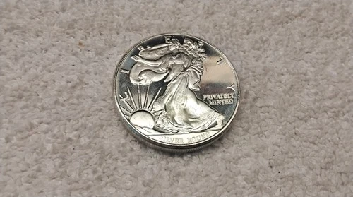 "WALKING LIBERTY" TWO OUNCE .999 FINE SILVER ROUND
