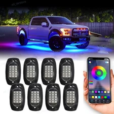 8x RGB LED Rock Light For Off-Road Underglow Foot Wheel Well Light Truck ATV UTV
