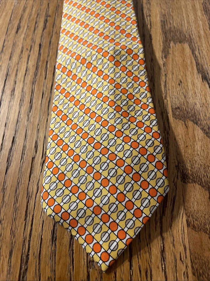 Gravata de seda vintage em excelente estado usado Emilio Pucci geométrica pop art feita na Itália - Imagem 2 de 4