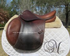 Sella da salto 15,5" DEVOUCOUX HAURRA bambino pony pelle di vitello contatto stretto - RARA!