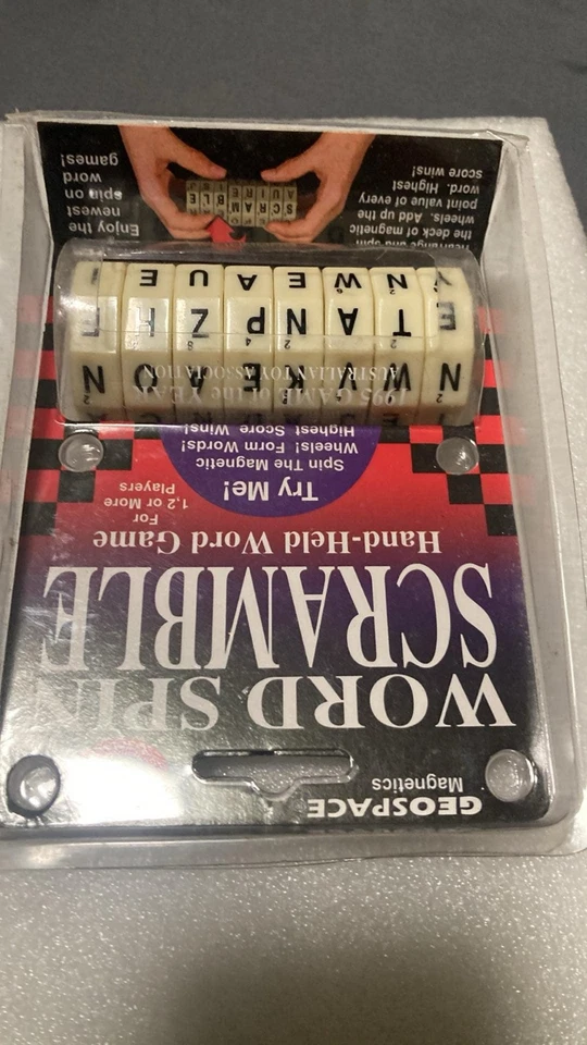 Word Spin Scramble, 1995 Hand Held Family Game By Geospace Magnetics Wheels - Image 2 of 3