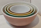 Vintage 1940's PYREX Mixed Color Nesting Bowl Set of 4 Ovenware 401 402 403 404