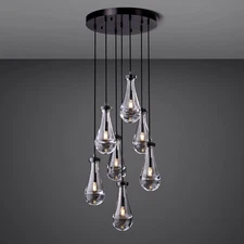 7 Light Raindrop Pendant Lights Black Ceiling Chandelier Kitchen island Fixture
