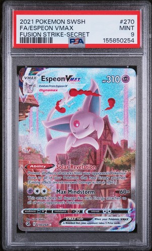 2021 POKEMON SWORD & SHIELD FUSION STRIKE SECRET #270 FULL ART/ESPEON VMAX PSA 9